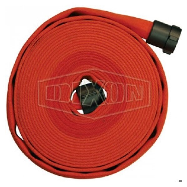 Dixon Single Jacket Fire Hose, 1-1/2 in, NPSH, 50 ft L, 225 psi Working, Polyester, Domestic - A515OR50RAS