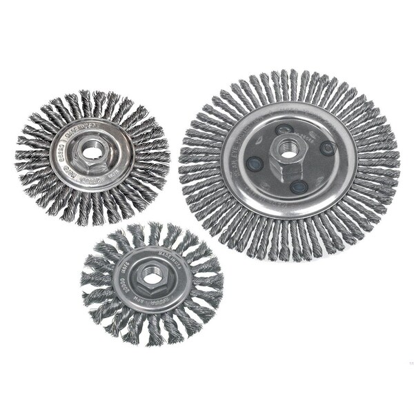 Cgw Abrasives Fast Cut Radial Wheel Brush, 4 in Dia Brush, 0.014 in Dia Standard/Twist Knot Filament/Wire, 5/8-11 - 60502