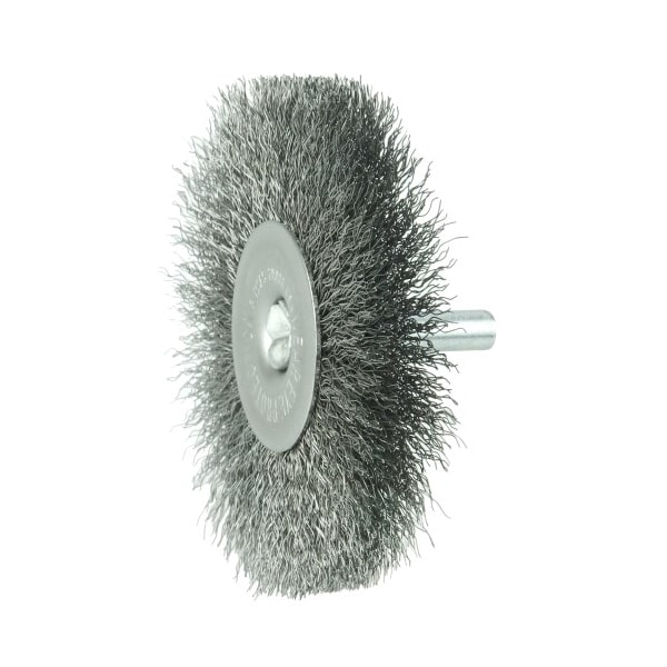 Weiler 3" Wire Radial Wheel, .0118" Steel Fill, 1/4" Stem - 17965