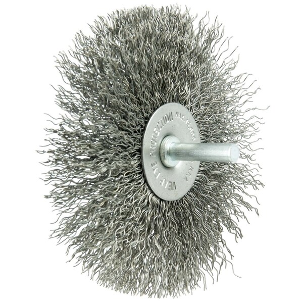 Weiler 4" Wire Radial Wheel, .014" Stainless Steel Fill, 1/4" Stem - 17982