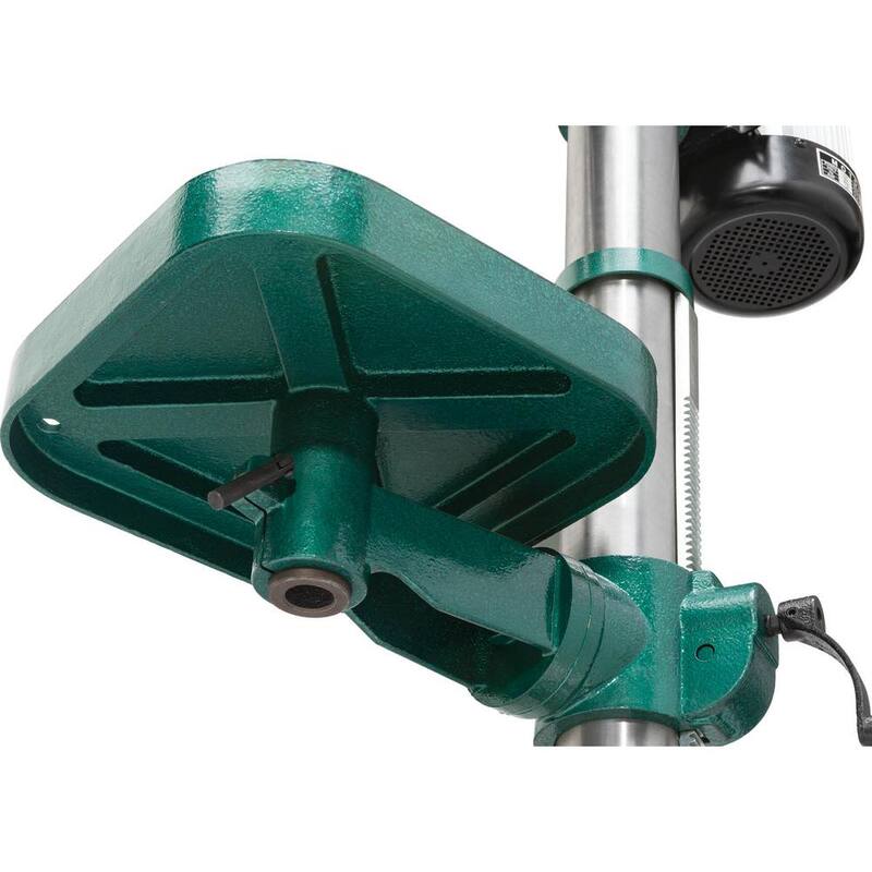 Prensa de taladro de piso de 17 pulgadas y 12 velocidades de Grizzly Industrial con capacidad de mandril de 5/8 pulgadas, luz LED y guía láser - T33903