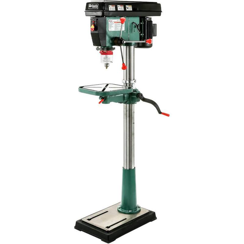 Prensa de taladro de piso de 17 pulgadas y 12 velocidades de Grizzly Industrial con capacidad de mandril de 5/8 pulgadas - G7947