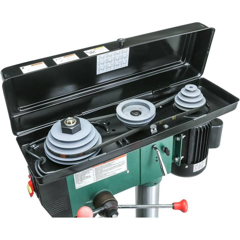 Prensa de taladro de piso de 17 pulgadas y 12 velocidades de Grizzly Industrial con capacidad de mandril de 5/8 pulgadas - G7947