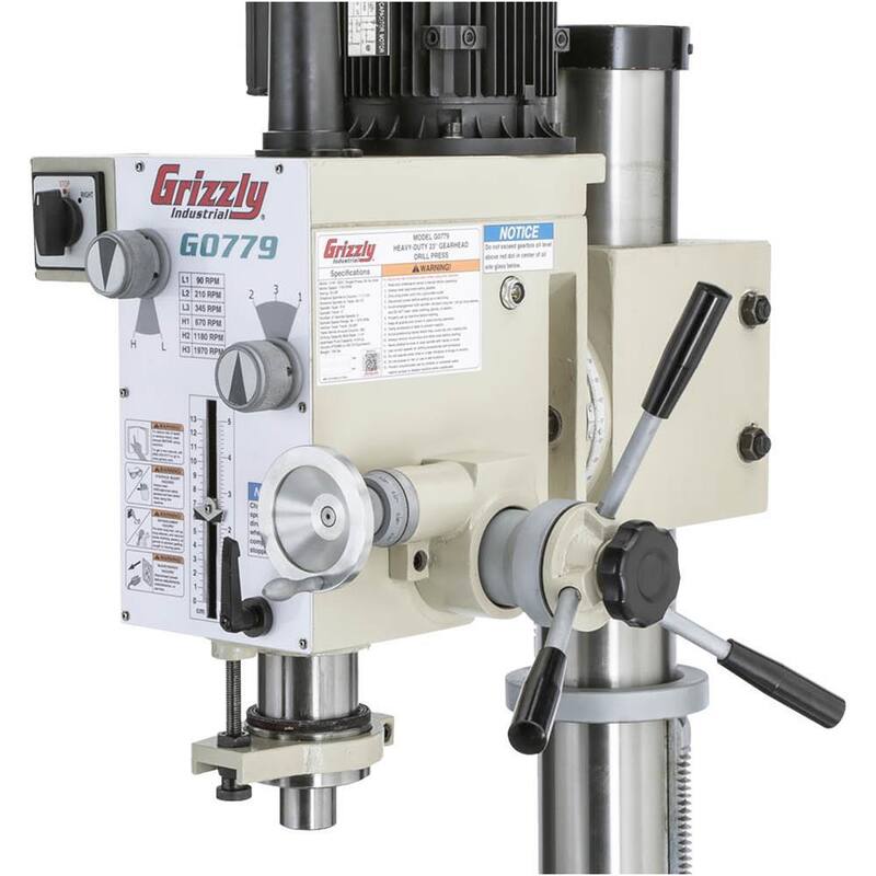 Grizzly Industrial 23-3/8 in. 6-Speed Floor Model Gearhead Drill Press with 1/2 in. Chuck Capacity - G0779
