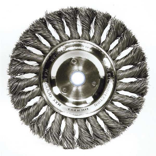 Weiler 6" Standard Twist Knot Wire Wheel .016" Steel Fill 5/8"-1/2" Arbr Hole - 08095