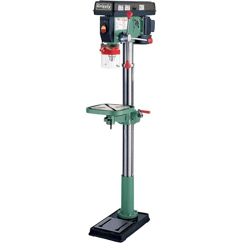 Prensa de taladro de piso de servicio pesado de 14 pulgadas y 12 velocidades de Grizzly Industrial con capacidad de mandril de 5/8 pulgadas - G7944.
