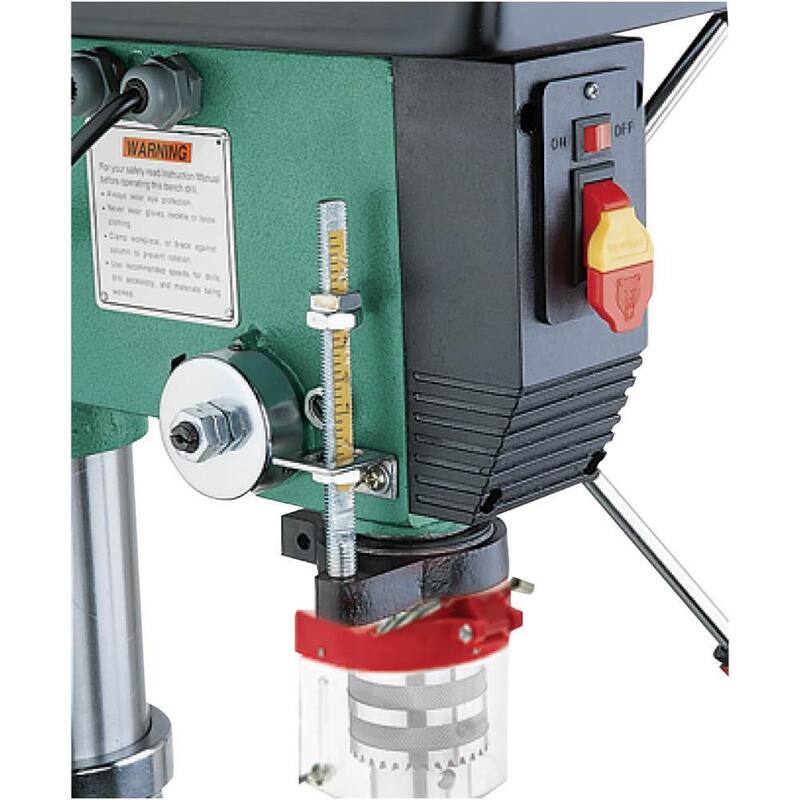 Prensa de taladro de piso de servicio pesado de 14 pulgadas y 12 velocidades de Grizzly Industrial con capacidad de mandril de 5/8 pulgadas - G7944.
