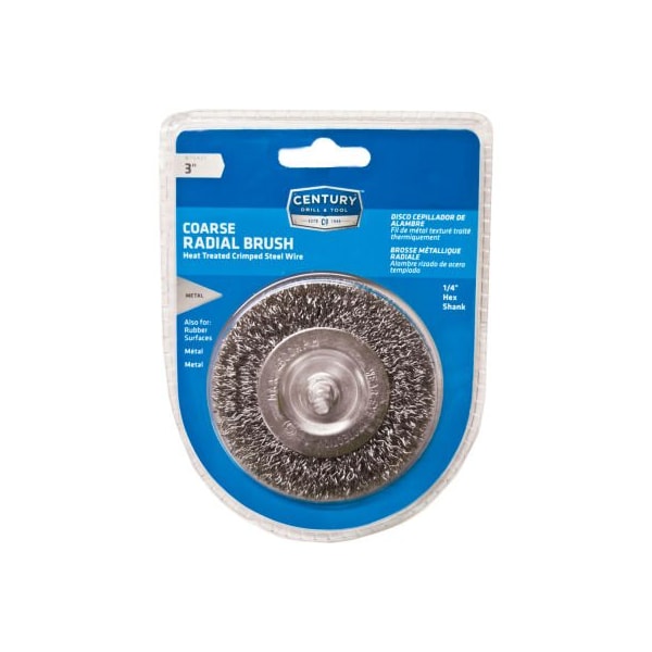 Century Drill & Tool Century Drill Drill Radial Wire Brush 3" Dia. Steel Crimped - 76431