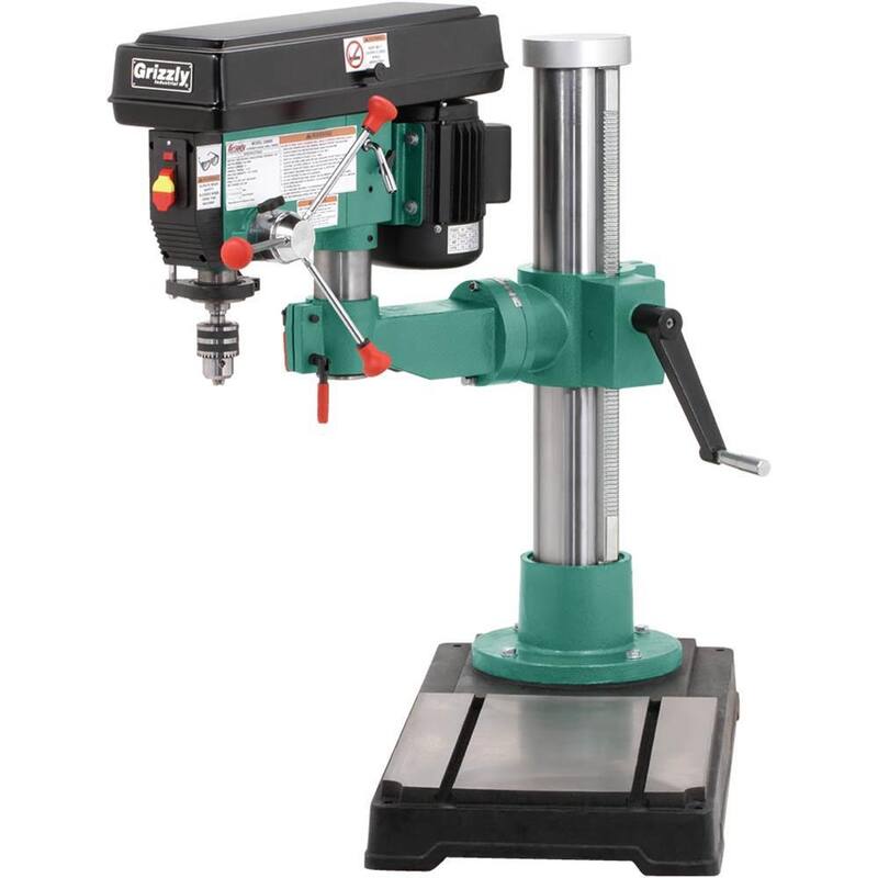 Prensa de taladro radial de 45 pulgadas y 12 velocidades con capacidad de portabrocas de 5/8 de pulgada - G9969 de Grizzly Industrial