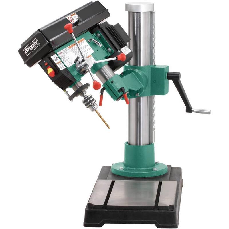 Prensa de taladro radial de 45 pulgadas y 12 velocidades con capacidad de portabrocas de 5/8 de pulgada - G9969 de Grizzly Industrial