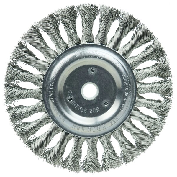 Weiler 6" Standard Twist Knot Wire Wheel, .016" Fill, 5/8"-1/2" Arbor Hole - 8345