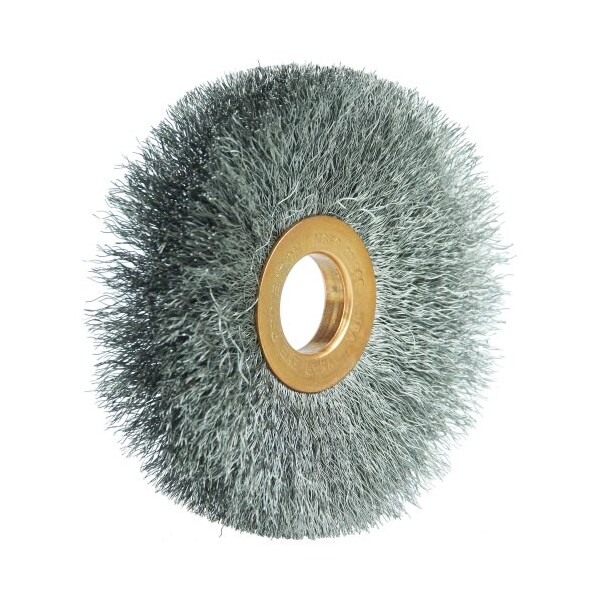 Weiler 3" Dia Crimped Wire Wheel, .006" Steel Fill, 5/8" Arbor Hole - 15637