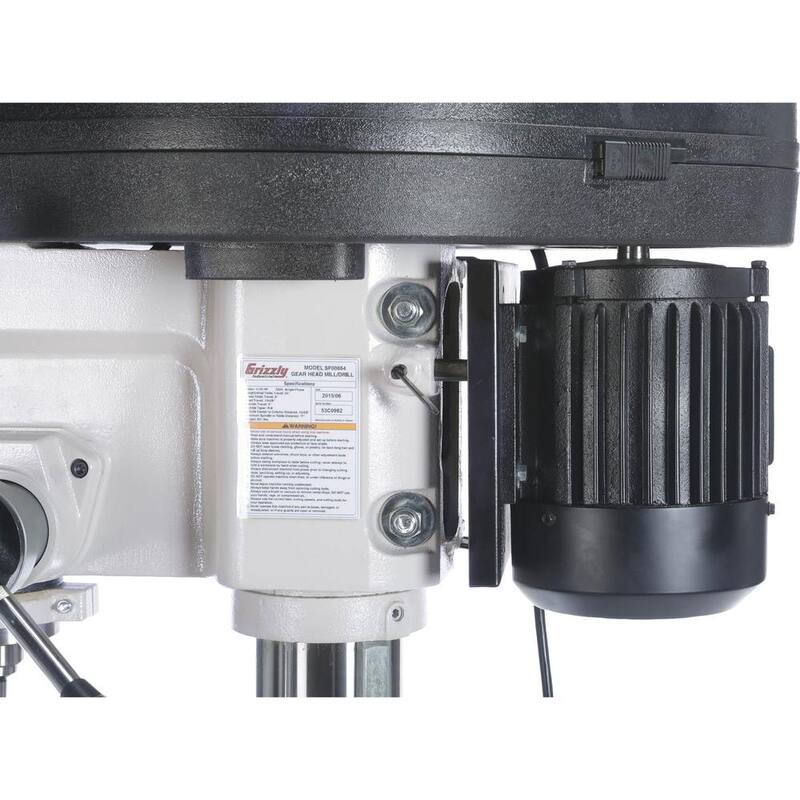 Prensa taladradora de 16 pulgadas de Grizzly Industrial con capacidad de portabrocas de 3/4 de pulgada, mesa deslizante cruzada y avance de energía - G0810