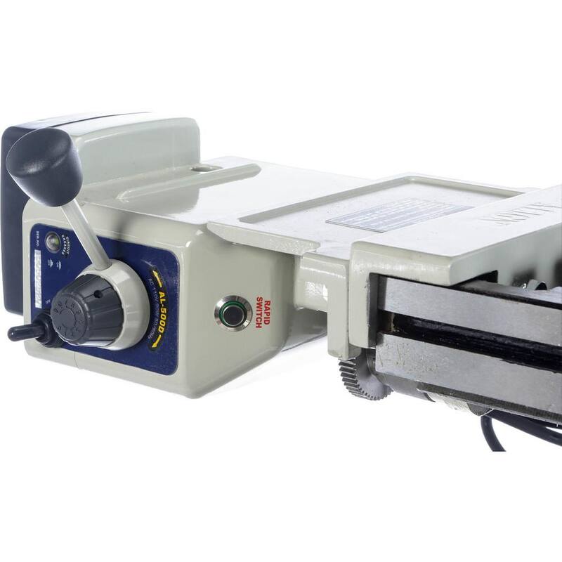 Prensa taladradora de 16 pulgadas de Grizzly Industrial con capacidad de portabrocas de 3/4 de pulgada, mesa deslizante cruzada y avance de energía - G0810