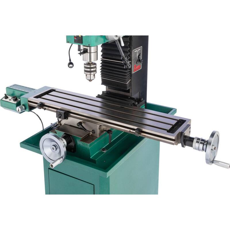 Grizzly Industrial 7 pulgadas x 29 pulgadas Máquina de taladrar/fresar de velocidad variable con capacidad de mandril de 1/2 pulgadas, cabezal de potencia elevable y DRO - G0935