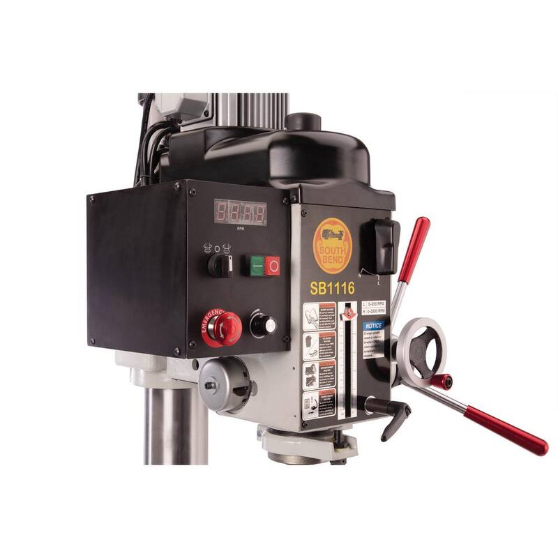 Prensa de taladro de engranaje de velocidad variable de 21 pulgadas con capacidad de mandril de 5/8 pulgadas y mesa deslizante transversal - SB1116 de Grizzly Industrial
