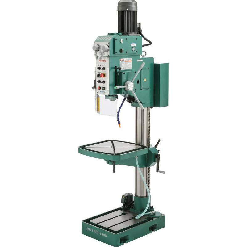 Prensa taladradora de servicio pesado de 27-1/2 pulgadas y 18 velocidades con capacidad de portabrocas de 5/8 de pulgada - G0756 de Grizzly Industrial