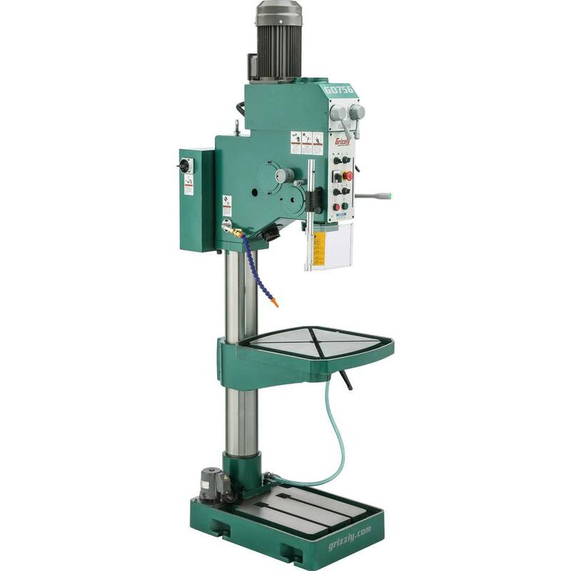 Prensa taladradora de servicio pesado de 27-1/2 pulgadas y 18 velocidades con capacidad de portabrocas de 5/8 de pulgada - G0756 de Grizzly Industrial