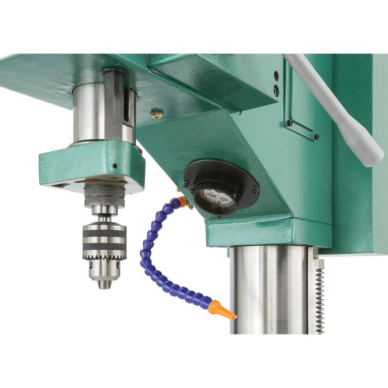 Prensa taladradora de servicio pesado de 27-1/2 pulgadas y 18 velocidades con capacidad de portabrocas de 5/8 de pulgada - G0756 de Grizzly Industrial