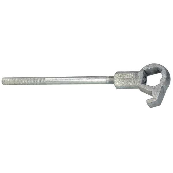 Zoro Select Adjustable Hydrant Wrench, Hex, 16.56 in Length, Fits 1 1/2 in to 3 in Nut, Iron Handle and Head - 6AKC0