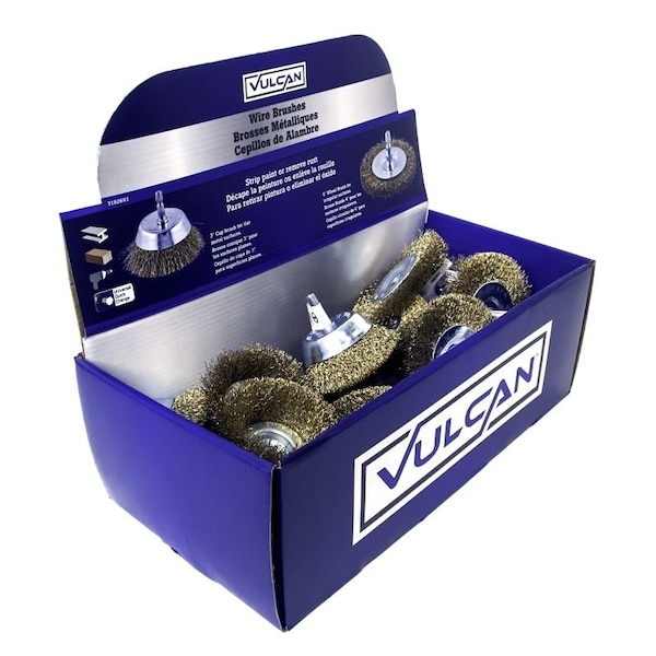 Vulcan Assorted/Coarse-Grade Wire Wheel Brush Kit, 3, 4 in Dia, 1/4 in Arbor/Shank - 323690OR