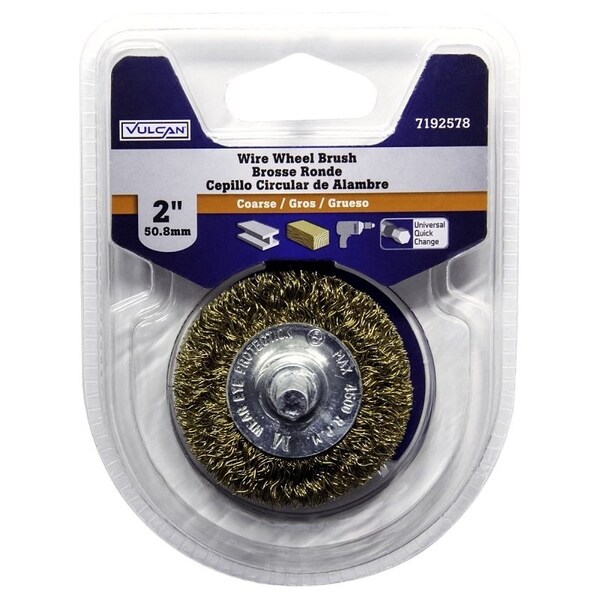 Vulcan Wire Wheel Brush, 2 in Dia, 1/4 in Arbor/Shank - 321581OR
