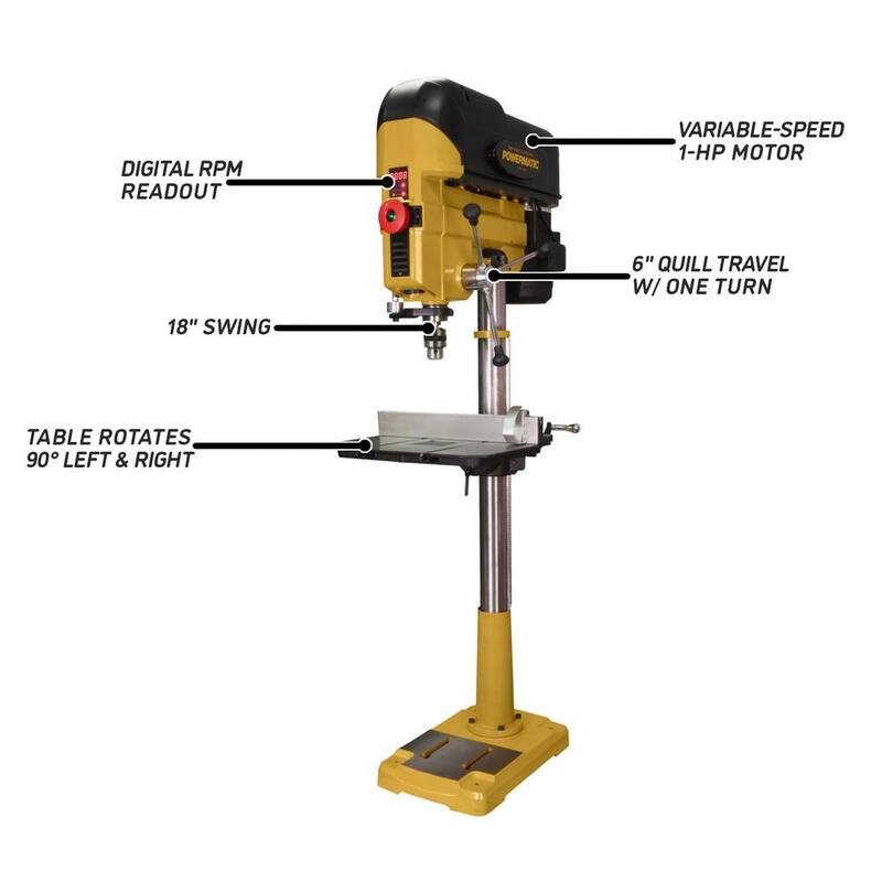 Prensa taladradora Powermatic 115-Volt/230-Volt 1HP 1PH - 1792800B