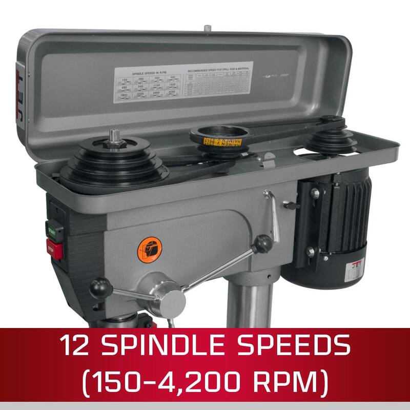 Prensa de taladro de piso de 20 pulgadas, soporte de 1 HP, 12 velocidades, 115 voltios, J-2550 - 354402