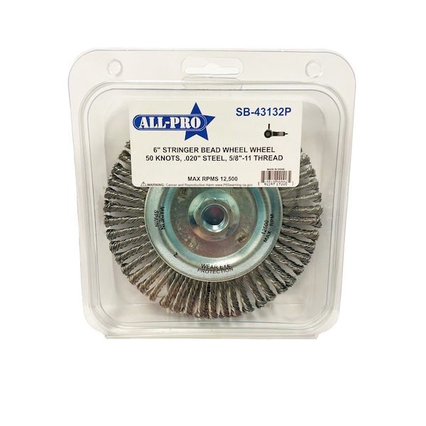 All-Pro 6 in. Stringer Bead Wheel, 50 Knots, .020 in. Steel, Clamshell - SB-43132P