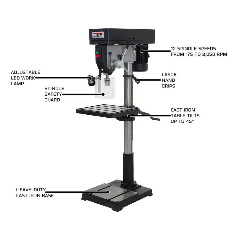Prensa de taladro industrial de 22 pulgadas Jet - 354301