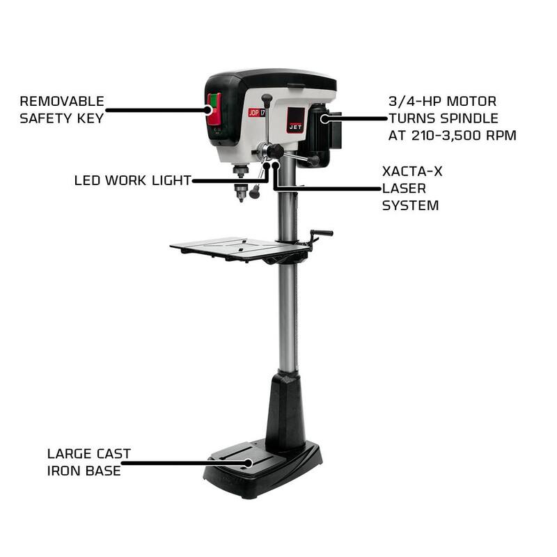 Jet JDP-17 17 in. 3/4 HP Taladro de Prensa - 716300
