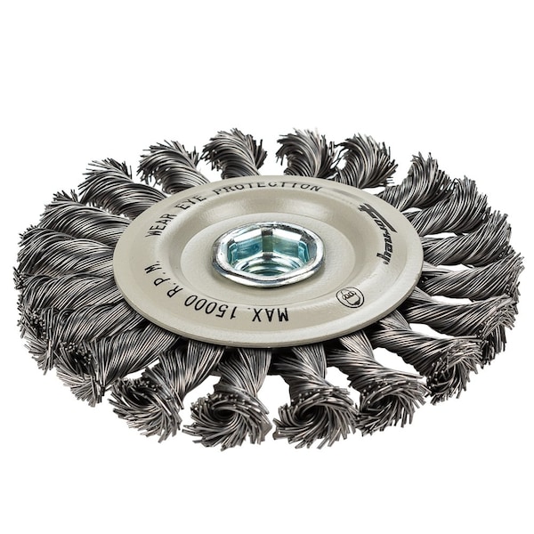 Forney Command PRO Wire Wheel, Knotted, 4-1/2 in x .020 in x 5/8 in-11 - 72812