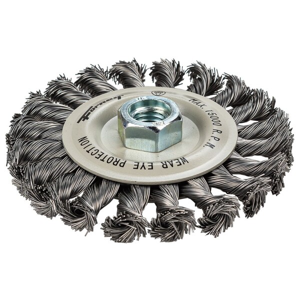 Forney Command PRO Wire Wheel, Knotted, 4-1/2 in x .020 in x 5/8 in-11 - 72812