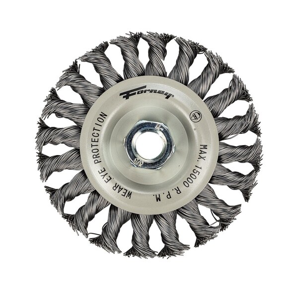 Forney Command PRO Wire Wheel, Knotted, 4-1/2 in x .020 in x 5/8 in-11 - 72812