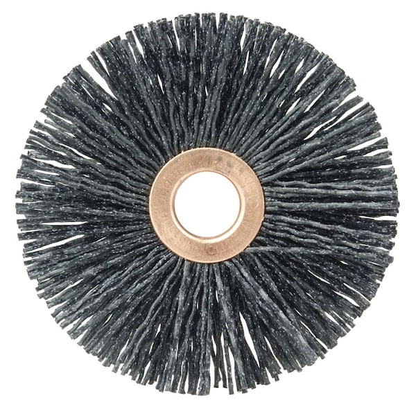 Weiler Burr-Rx 3" Dia Wheel Brush, .026/120CG Crimped Fill, 1/2" Arbor Hole - 17565