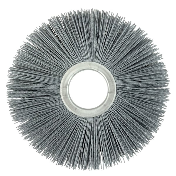 Weiler 8" Nylox Metal Hub Wheel Brush, .040/120SC Crimped Fill, 2" Arbor Hole - 20650