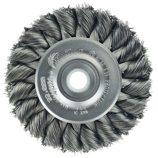 Weiler 3" Standard Twist Knot Wire Wheel, .0118" Steel Fill, 1/2"-3/8" - 9104
