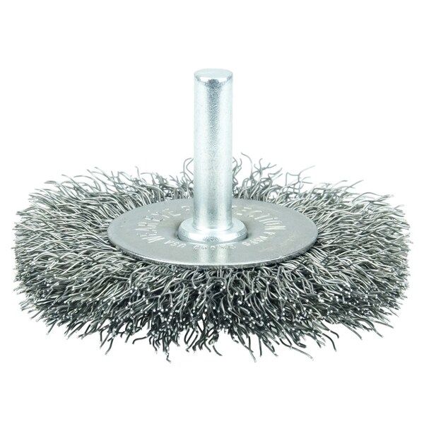 Weiler 2-1/2" Wire Radial Wheel, .014" Steel Fill, 1/4" Stem - 17962
