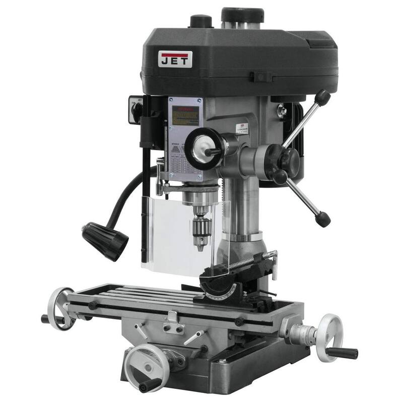 Máquina fresadora/taladradora de 1 HP Jet con cono R8 y luz de trabajo, 12 velocidades, 115 voltios, JMD-15 - 350017