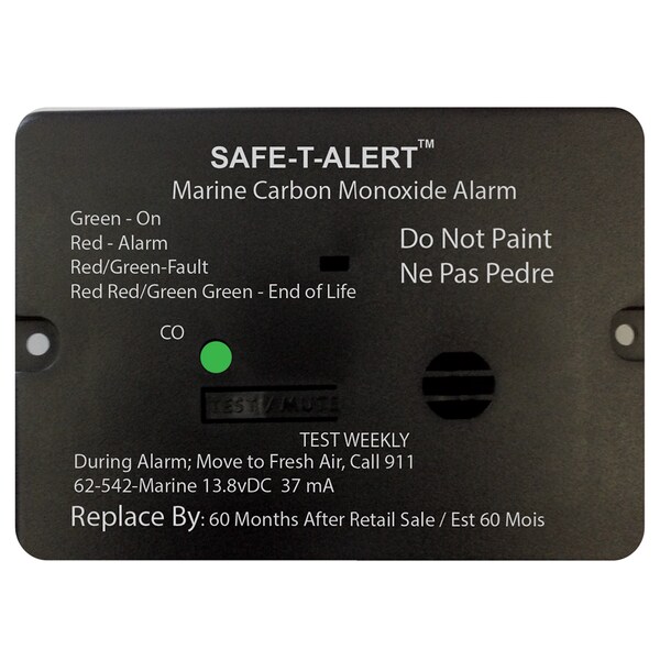 Safe-T-Alert Carbon Monoxide Alarm w/Relay-12V-62-542-R-Marine-Flush Mnt-Black - 62-542-R-MARINE-BL