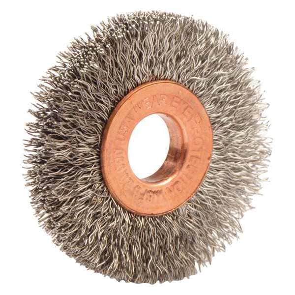 Weiler 1-1/2" Small Dia Crimped Wire Wheel .008" SS Fill 3/8" Arbor Hole - 16712