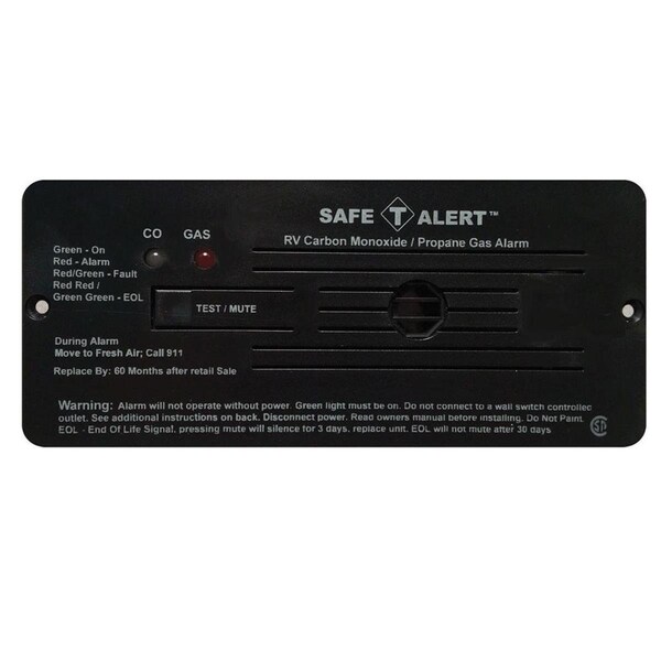 Mti Industries MTI Industries MTI35-742-BL 12V Flush Mount Hard Wire Combination Carbon Monoxide & Propane Alarm; Black - MTI35-742-BL