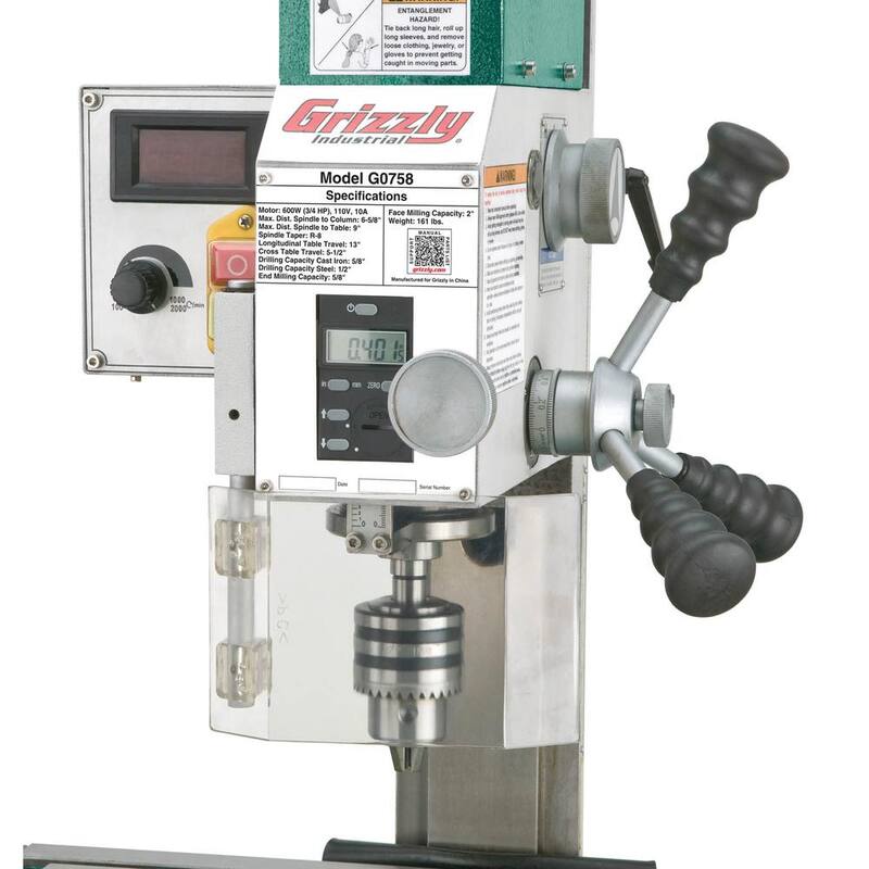 Prensa Taladradora/Fresadora de Velocidad Variable de 6 pulgadas x 20 pulgadas con Capacidad de Mandril de 5/8 de pulgada - G0758