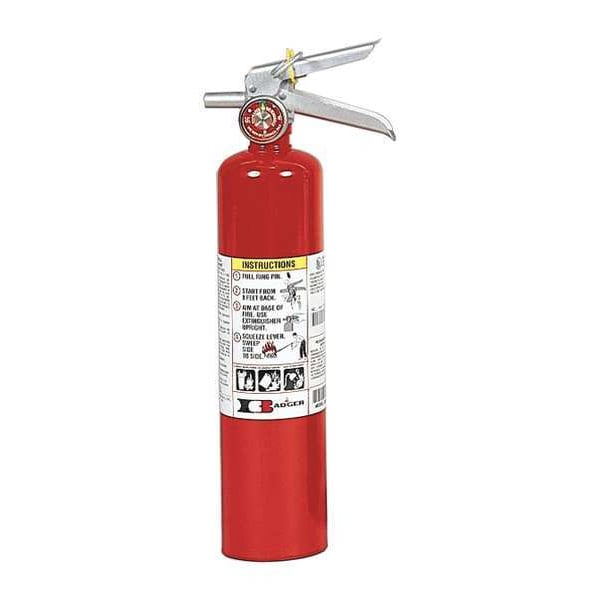 Badger Fire Extinguisher, 2.5 lb Capacity, Class ABC , UL Rating1A:10B:C , Monoammonium Phosphate - 250MB-1