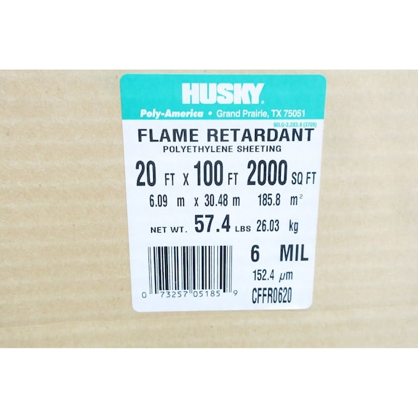 Husky FLAME RETARDANT POLYETHLENE SHEETING 20FT X 100FT FIRE SAFETY PART & ACCESSORY - CFFR0620