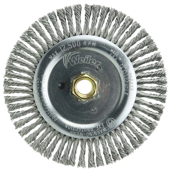 Weiler DUALLY 6" Brush, .020" Wire Fill, 5/8"-11UNC Double-Hex - 79815