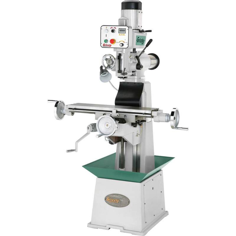 Grizzly Industrial Torno/Fresadora de Rodilla/Taladro de Velocidad Variable de 8 pulgadas x 30 pulgadas con capacidad de portabrocas de 1 pulgada y cabezal de ram - G0695