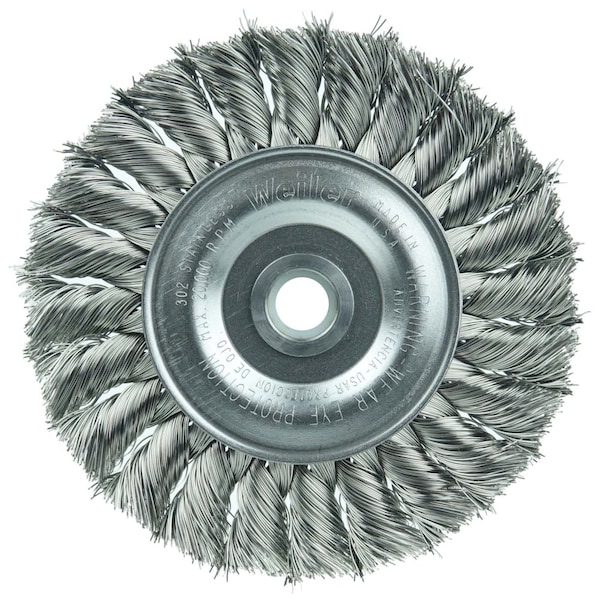 Weiler 4" Standard Twist Knot Wire Wheel, .0118" Fill, 1/2"-3/8" Arbor Hole - 8284