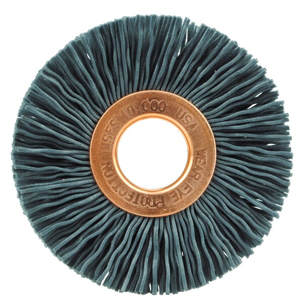 Weiler 2" Dia Nylox Wheel Brush, .040/120SC Crimped Fill, 1/2" Arbor Hole - 17633