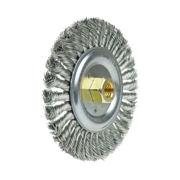 Weiler DUALLY 6" Cleaning Brush, .023" Stainless Fill, 5/8"-11UNC Double-Hex - 79814